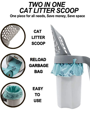 in-1 Cat Litter Scoop with Built-in Trash Bin